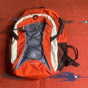 Lands End Custom Embroidered SND Initials Orange Cream‎ Black Travel UT Backpack
